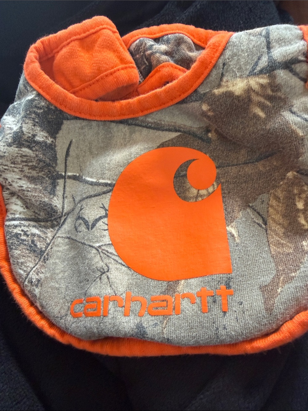 Carhartt Kids Camo Bib with Bright Orange Logo and Trim